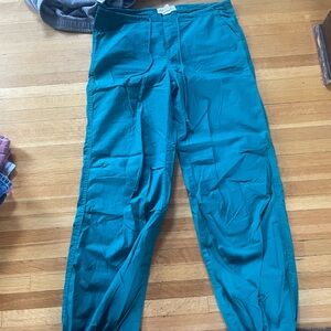Teal Casual Parachute Pants